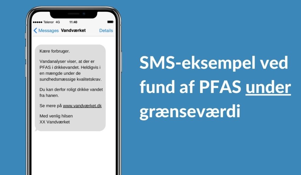 eksempel på sms ved fund af pfas under grænseværdi