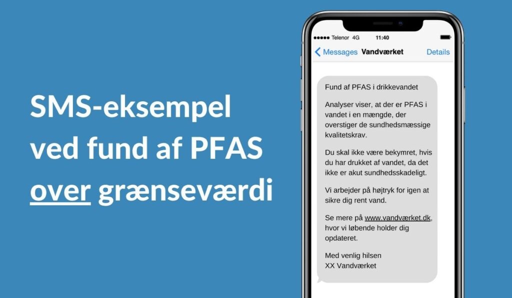 eksempel på sms ved fund af pfas over grænseværdi